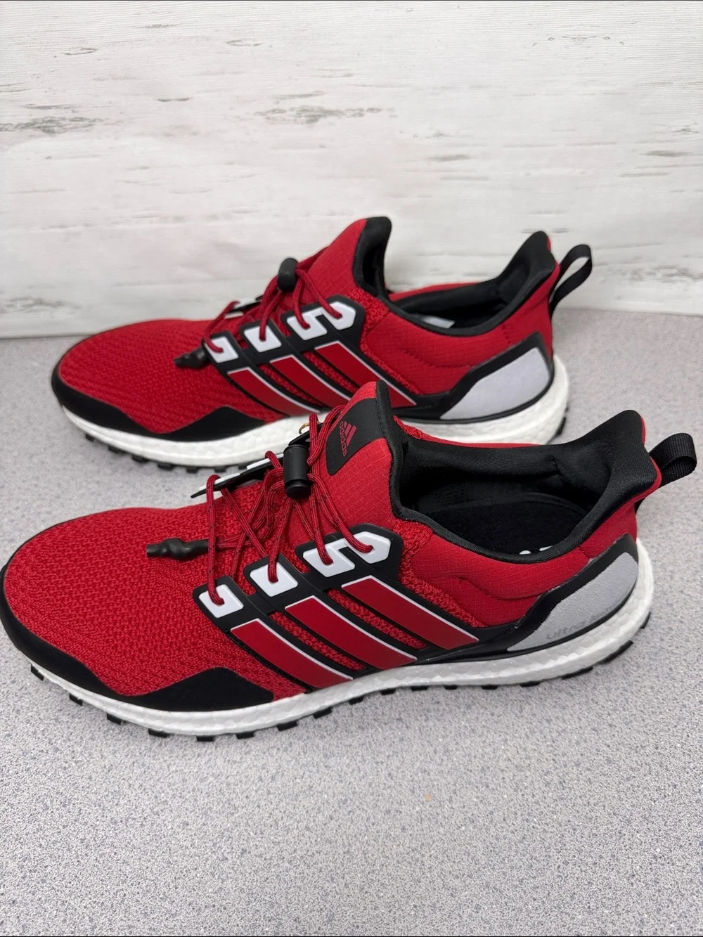 adidas Men's Red and Black Knit Athletic Sneakers